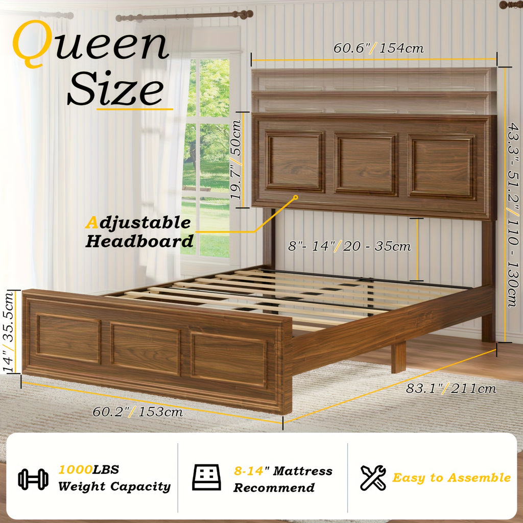 platform bed frame led headboard charging station   - Temu