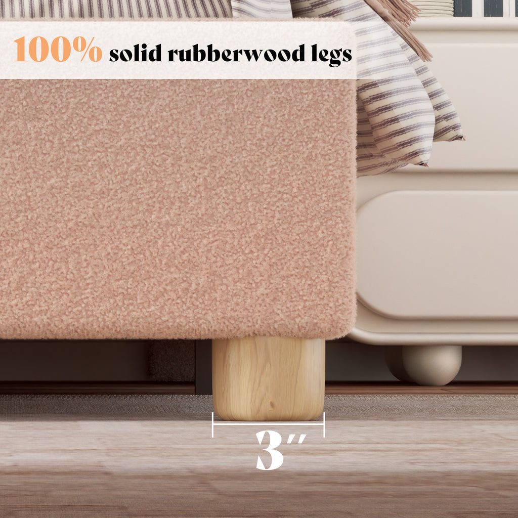 upholstered boucle bed frame adjustable headboard   - Temu