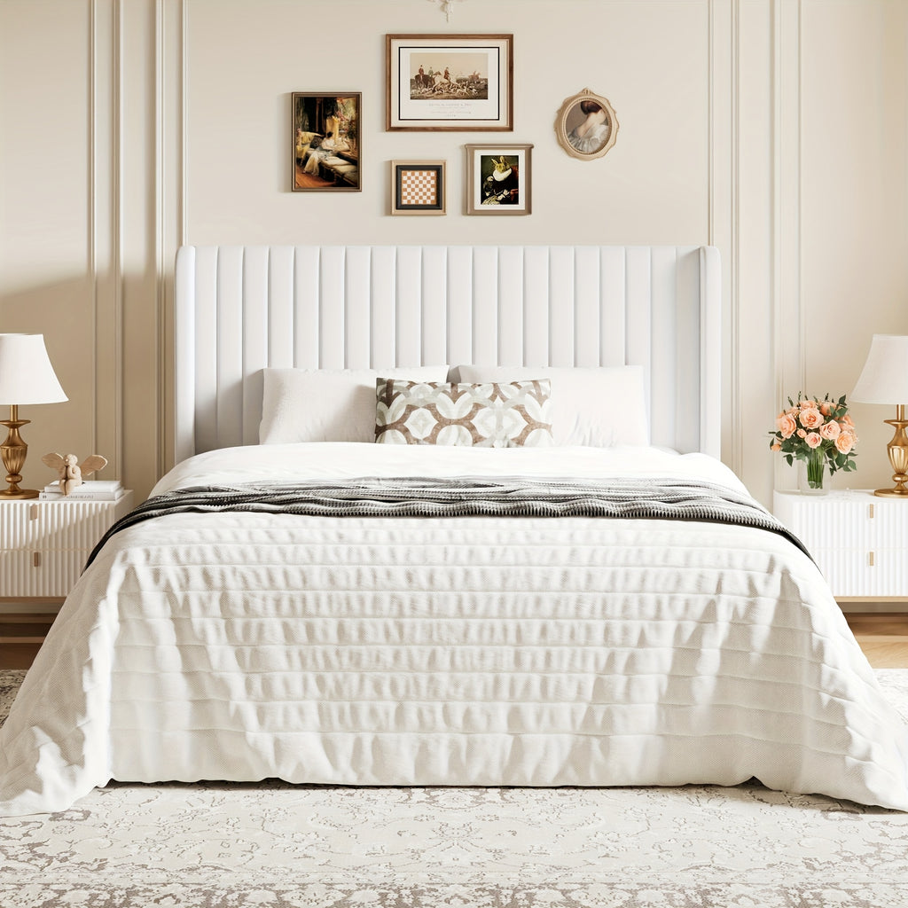 wingback velvet upholstered platform bed frame - Temu