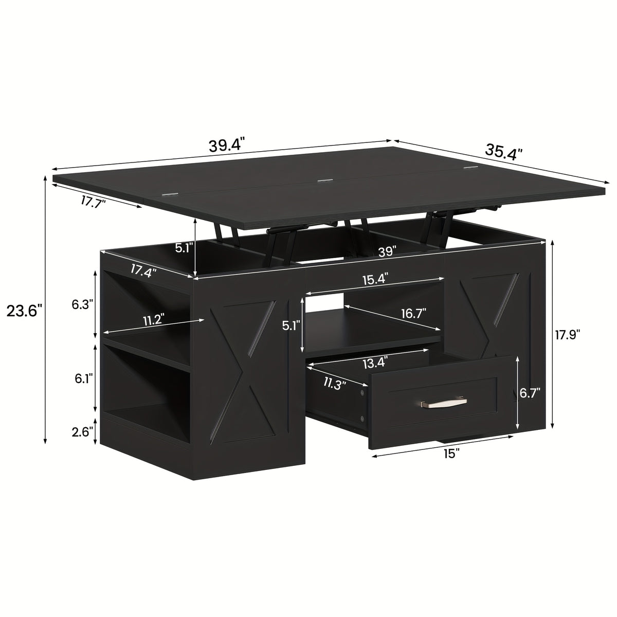 lift top coffee table 39 37inch large wooden farmhouse - Temu