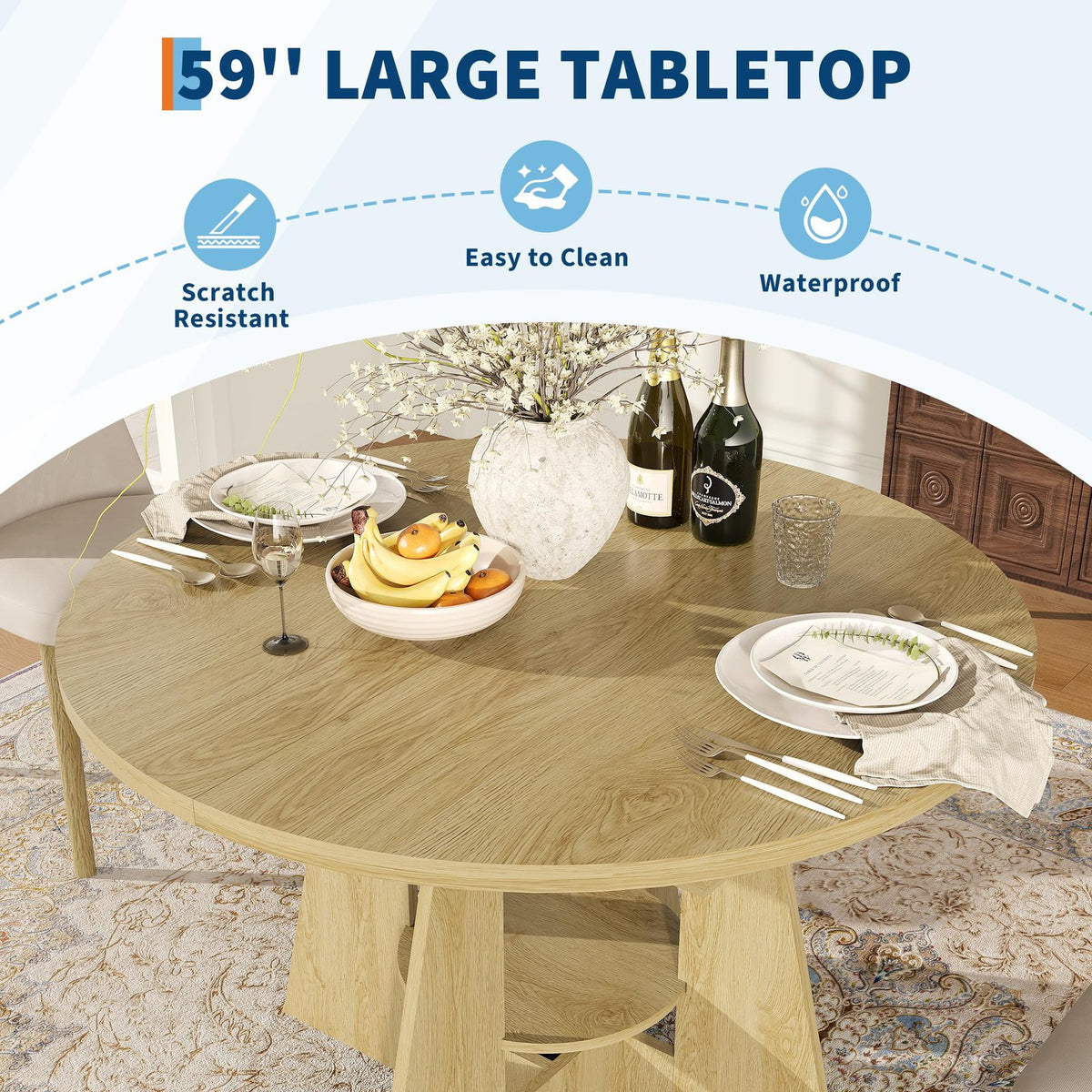 59 oval farmhouse dining table 4 8 rustic kitchen dining - Temu