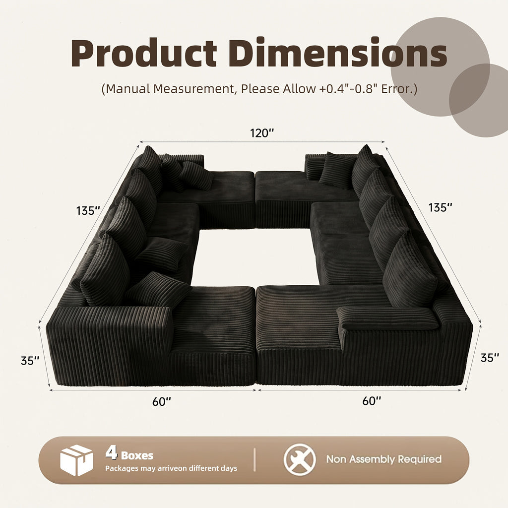 extra large modern wraparound sectional sofa suitable family - Temu