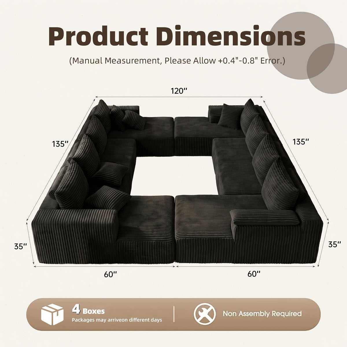 extra large modern wraparound sectional sofa suitable family - Temu