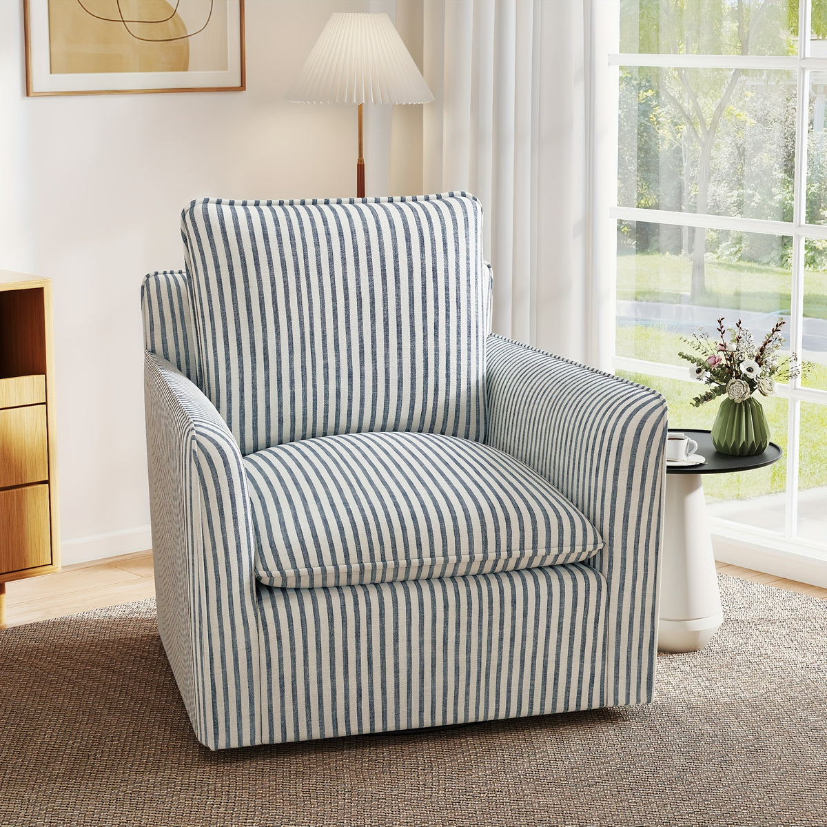 modern brown metal swivel accent chair thick padded backrest - Temu