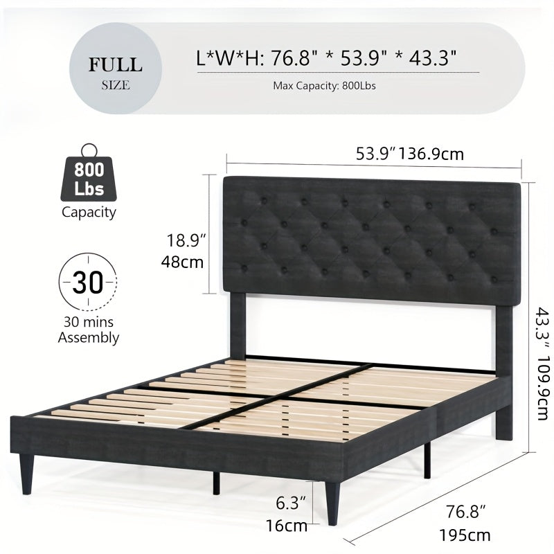 twin full queen king size bed frame headboard linen fabric - Temu