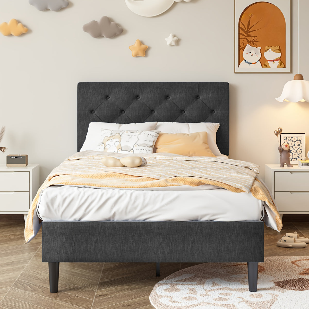 halloween twin full queen king bed frames upholstered - Temu
