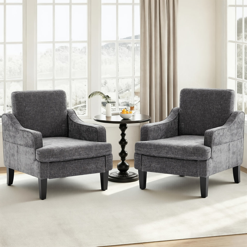 set 2 upholstered accent armchairs   chenille - Temu