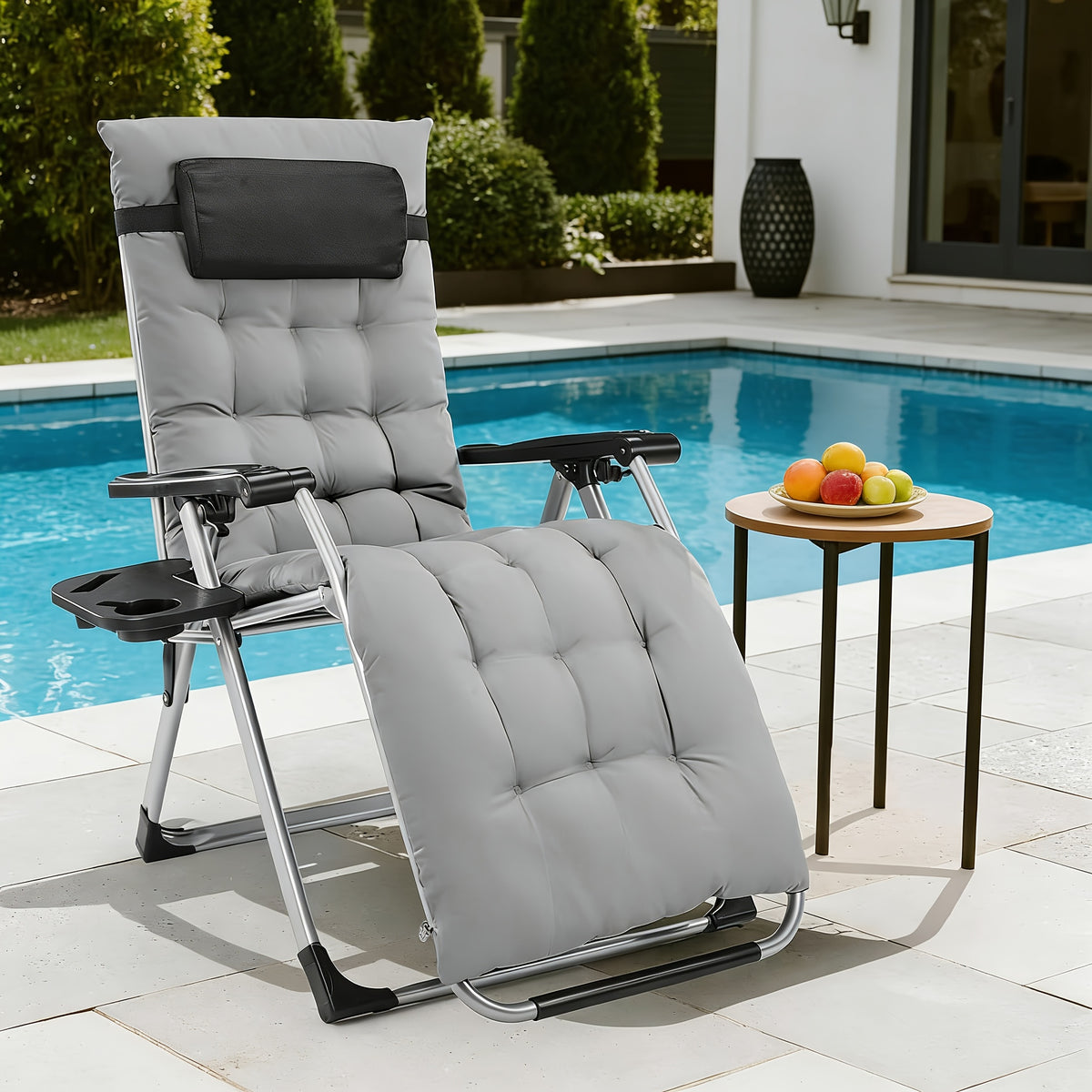 1pc zero gravity recliner foldable patio chair   cup - Temu