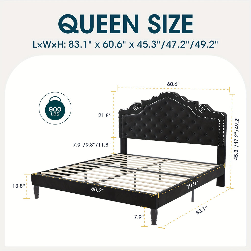 full queen king bed frame velvet adjustable tiara - Temu