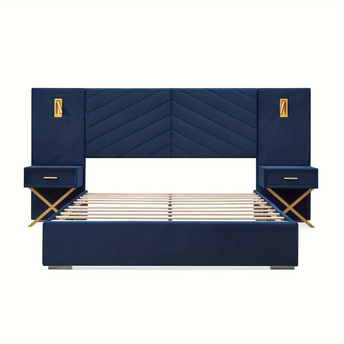 luxury king queen bed frame built in   lights - Temu
