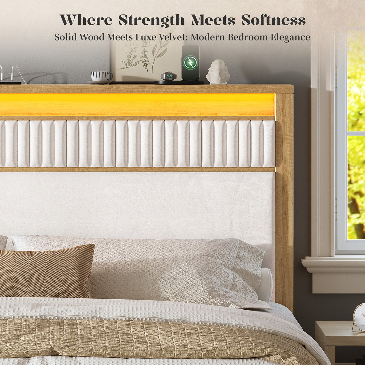 bed frame storage headboard shelf queen king size - Temu