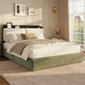 upholstered bed frame recessed shelf headboard wingback - Temu
