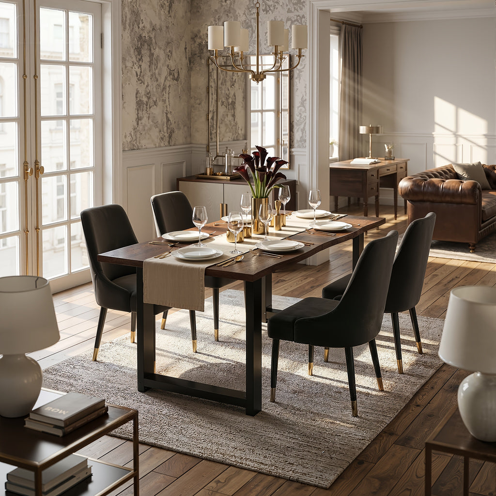 modern 6 person solid wood dining table large dining table - Temu