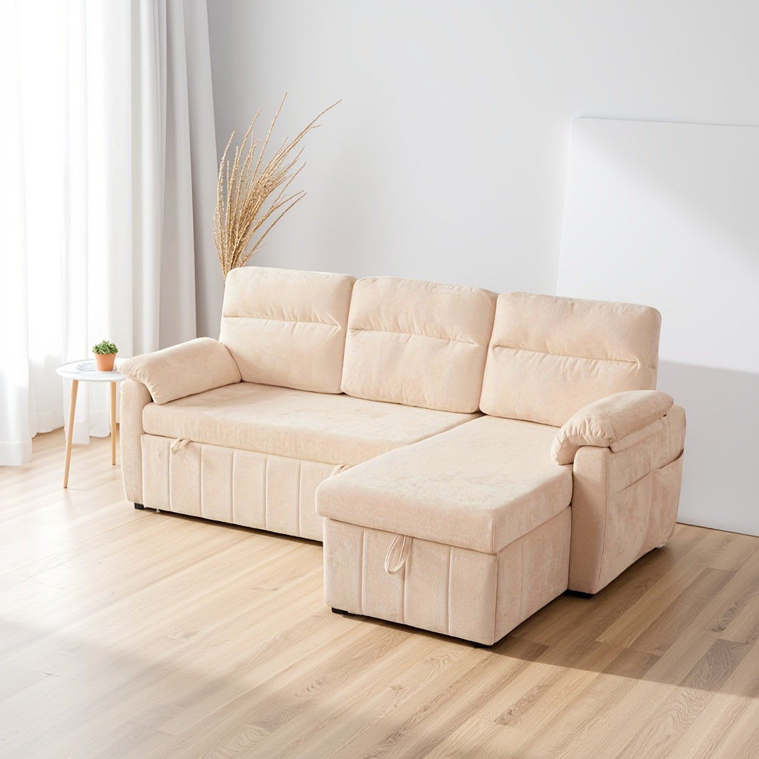 convertible sofa bed a pullout mattress featuring a chaise - Temu