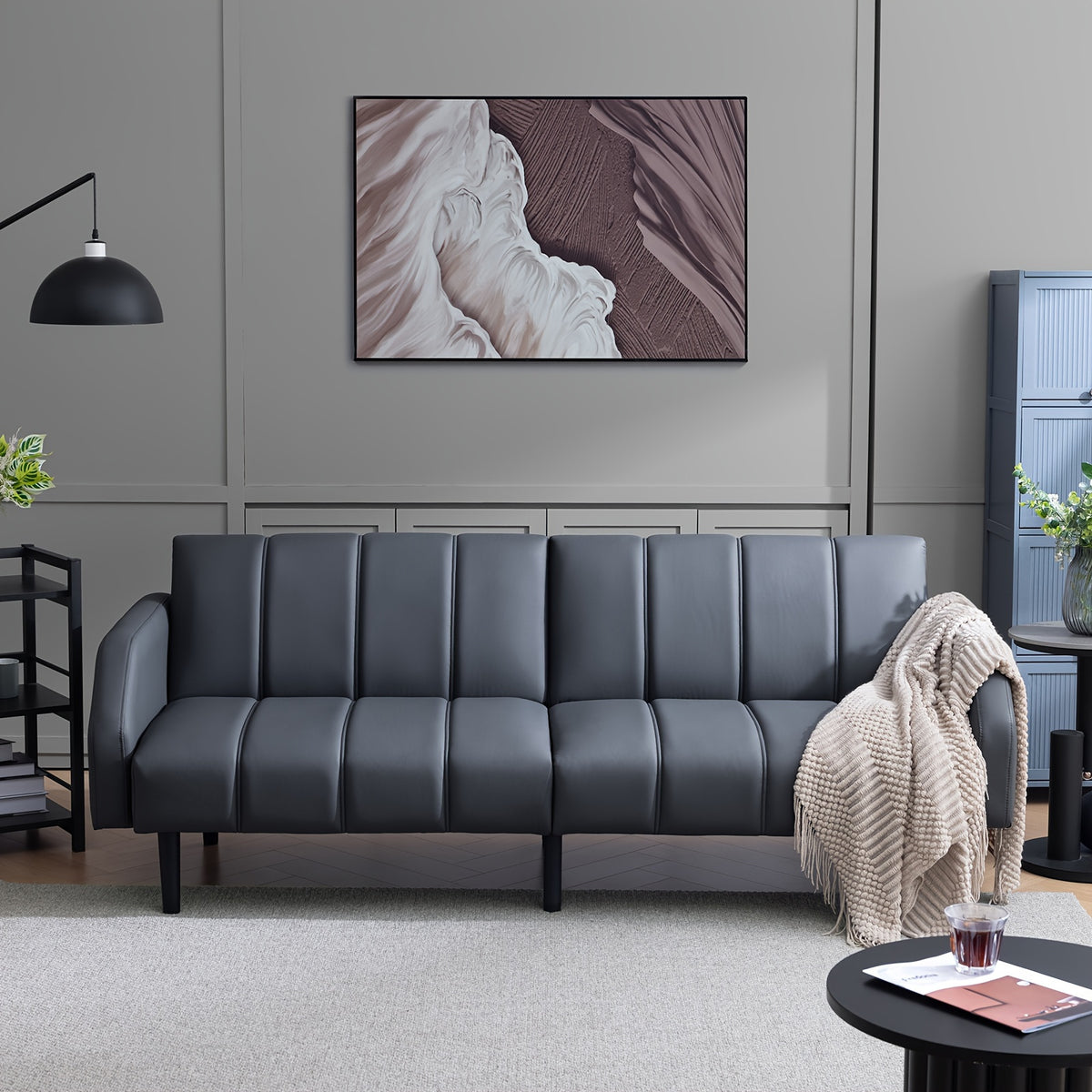 faux leather futon sofa bed 78 inch piano   queen - Temu