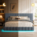 modern upholstered bed frame ambient led lighting - Temu
