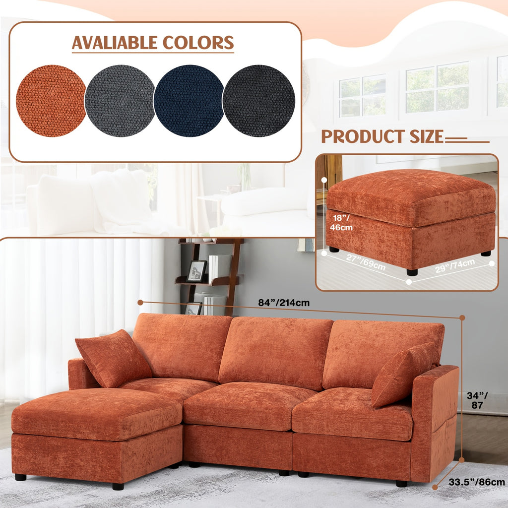 84 inch chenille modular sectional sofa movable - Temu