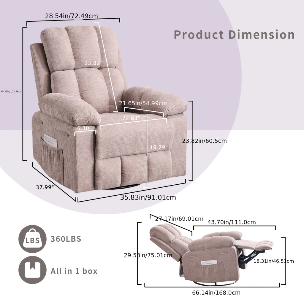 rocking recliner chair modern 360 swivel glider recliner - Temu