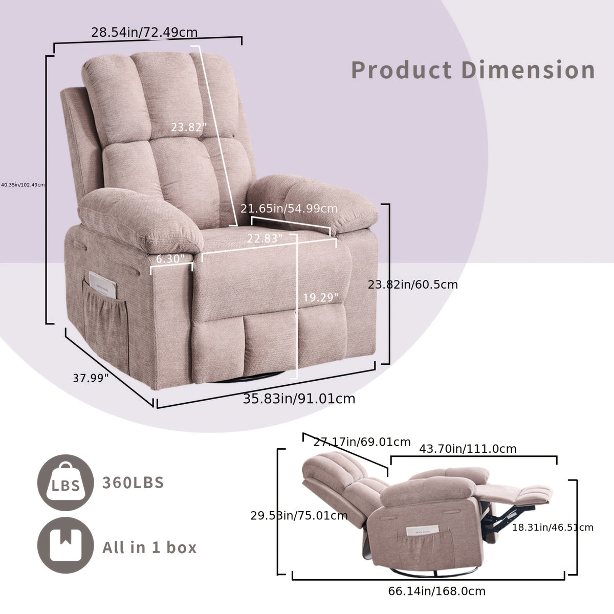 rocking recliner chair modern 360 swivel glider recliner - Temu