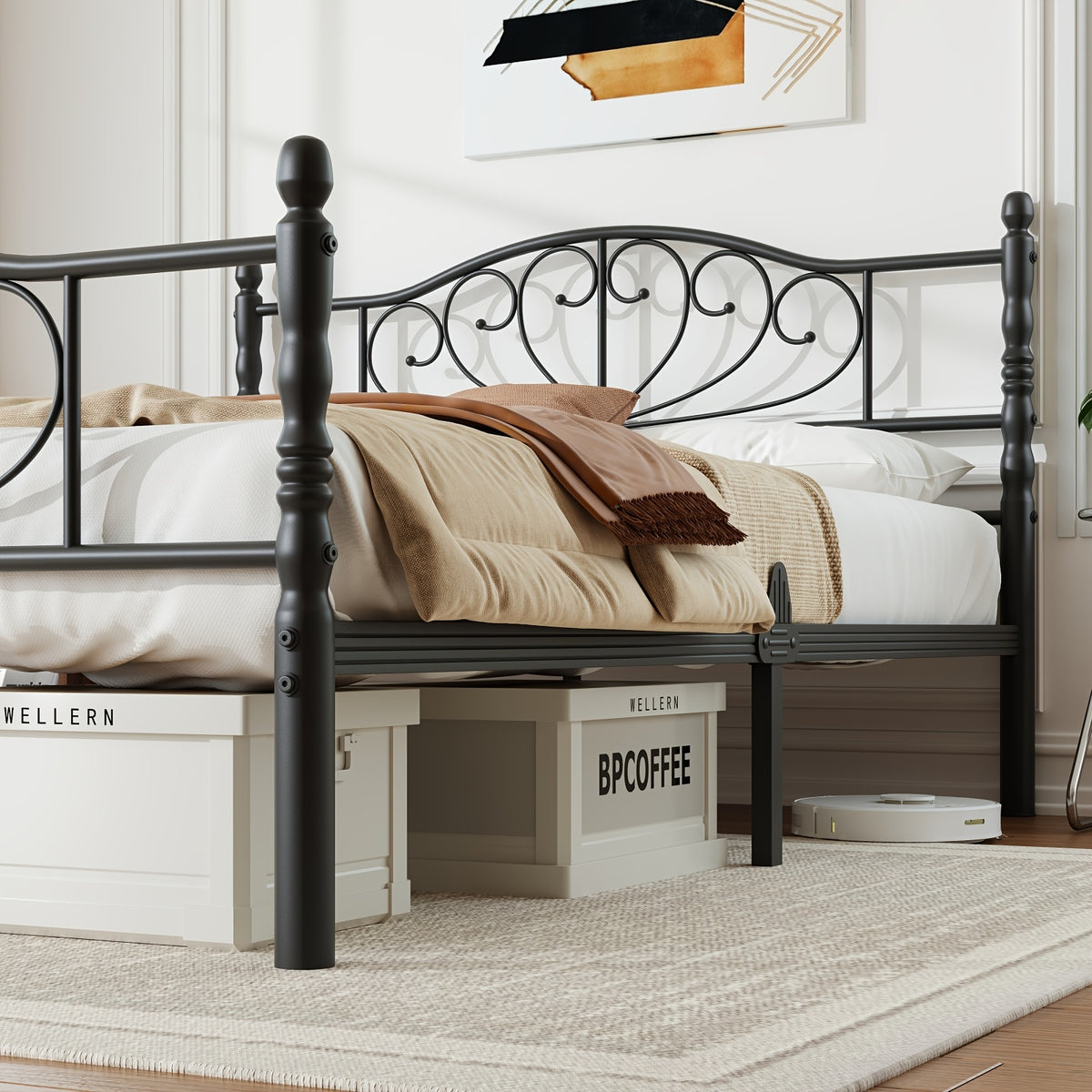 12 inch metal platform bed frame victorian style headboard - Temu