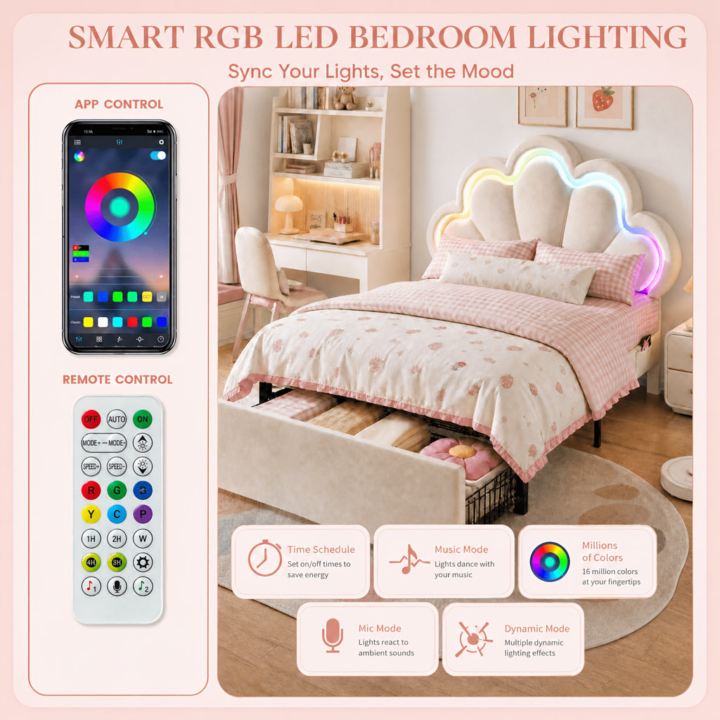 twin full queen size velvet princess petal bed frame - Temu