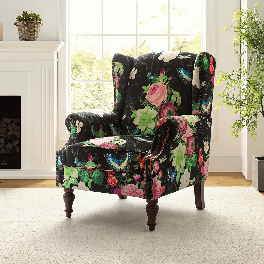 wingback accent chair floral   traditional - Temu