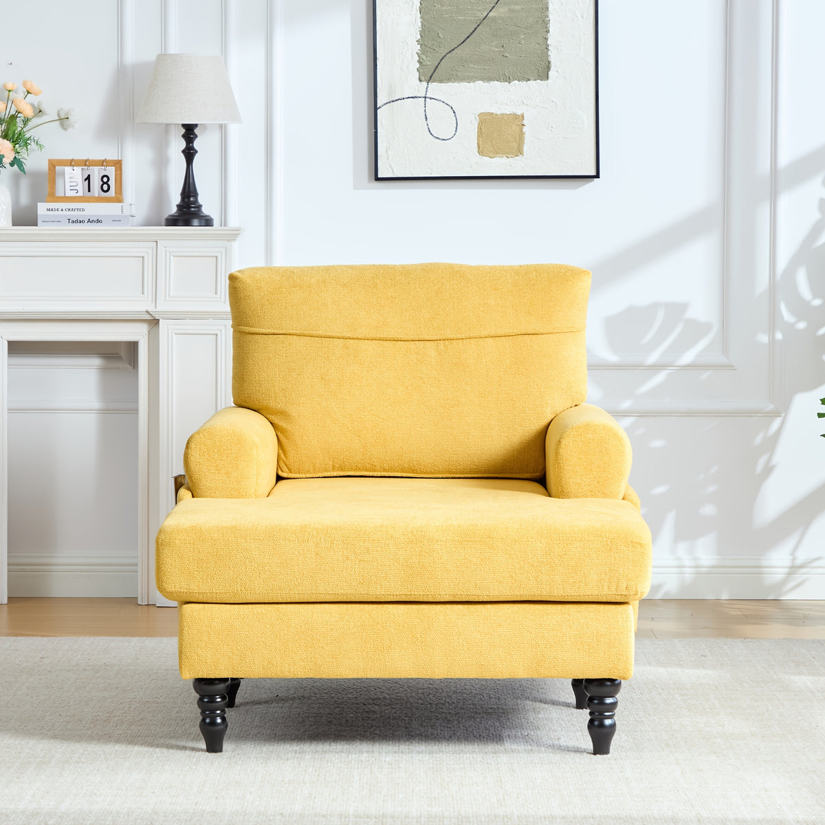 modern chenille chaise lounge comfortable backrest armrests - Temu