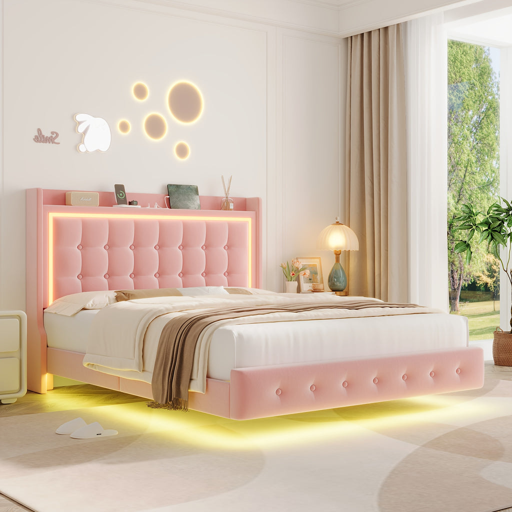 floating bed frame charging station type c usb ports - Temu