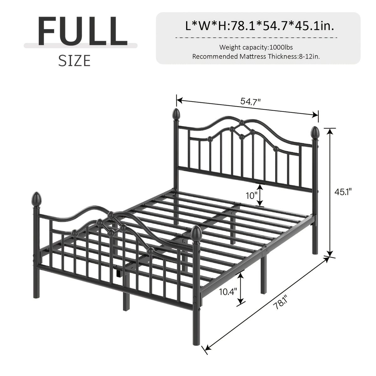 sturdy metal bed frame a victorian style headboard footboard - Temu