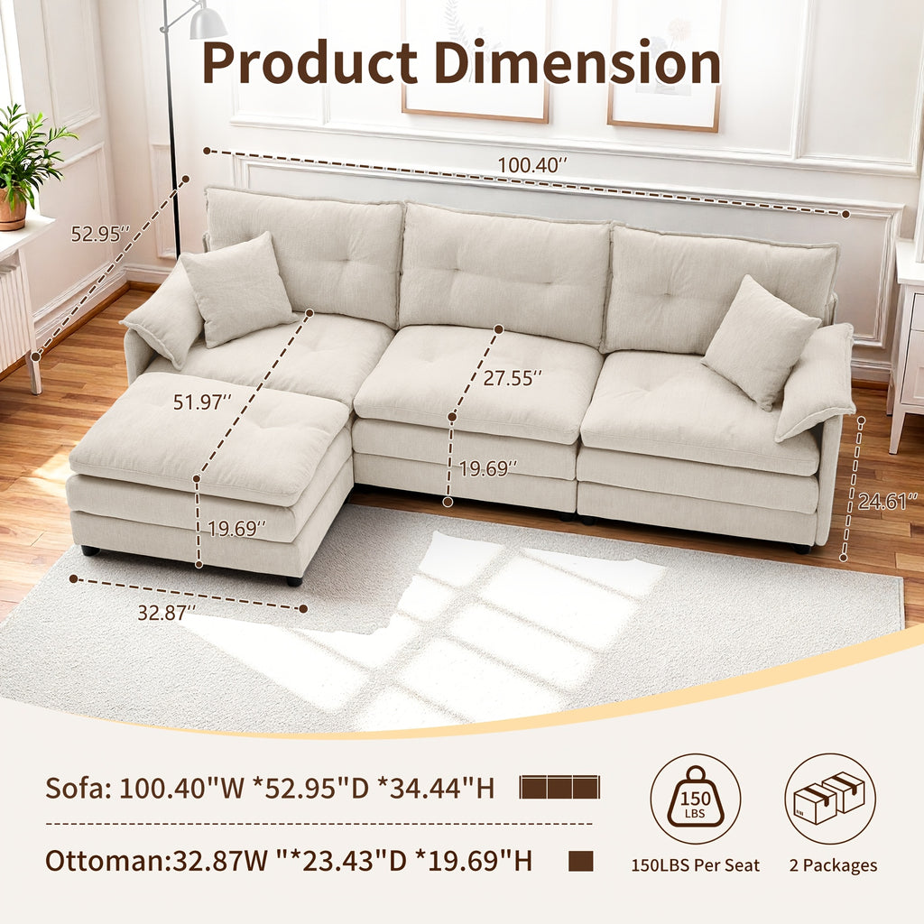 100 inch modern l shaped modular sectional sofa bed movable - Temu