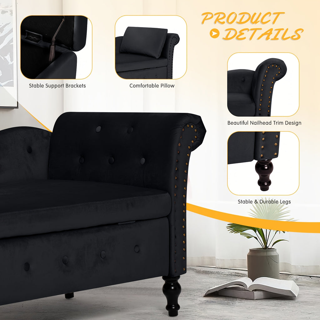 57 velvet upholstered storage chaise lounge pillow - Temu