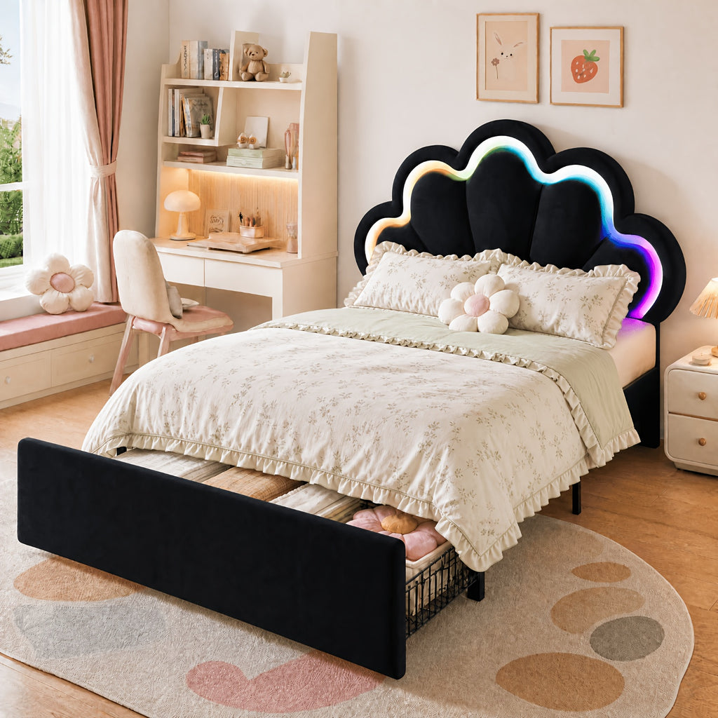twin full queen size velvet princess petal bed frame - Temu