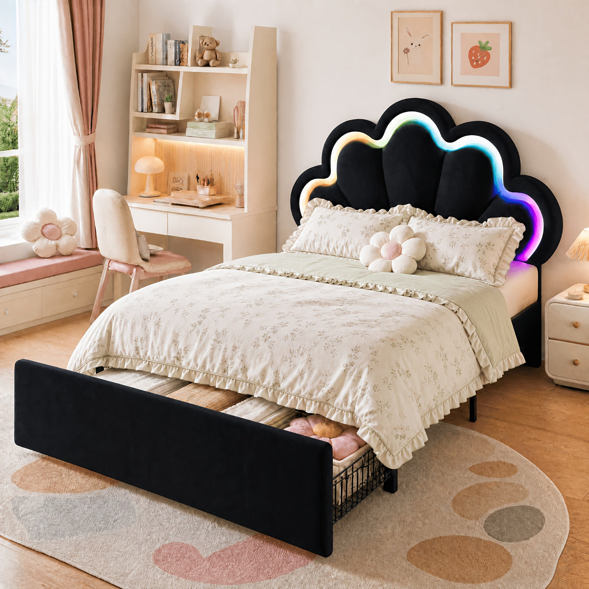 twin full queen size velvet princess petal bed frame - Temu
