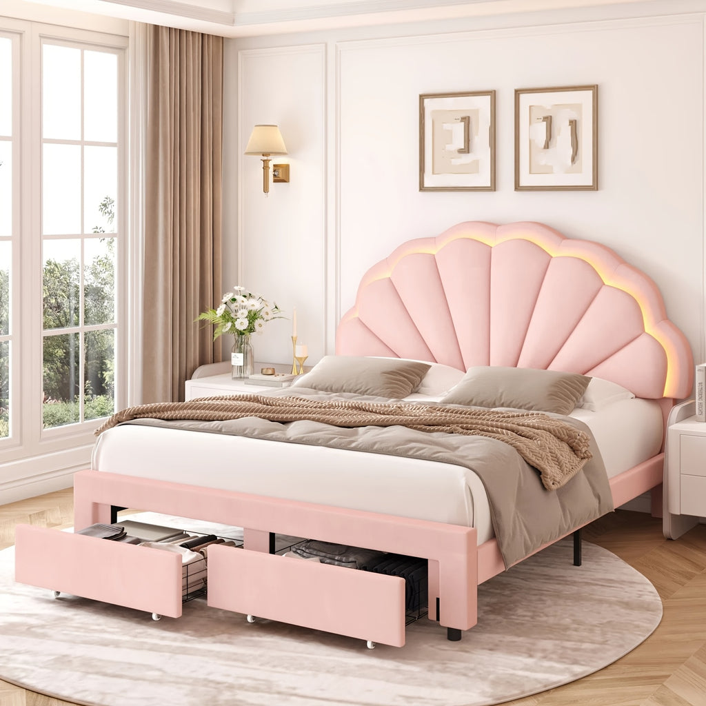 fultru led bed frame featuring a   storage drawer - Temu
