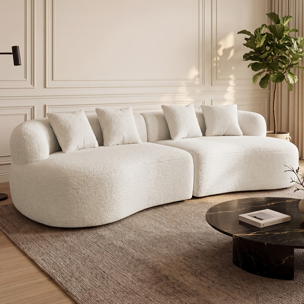 modern chenille compression curved sofa 2 throw pillows - Temu