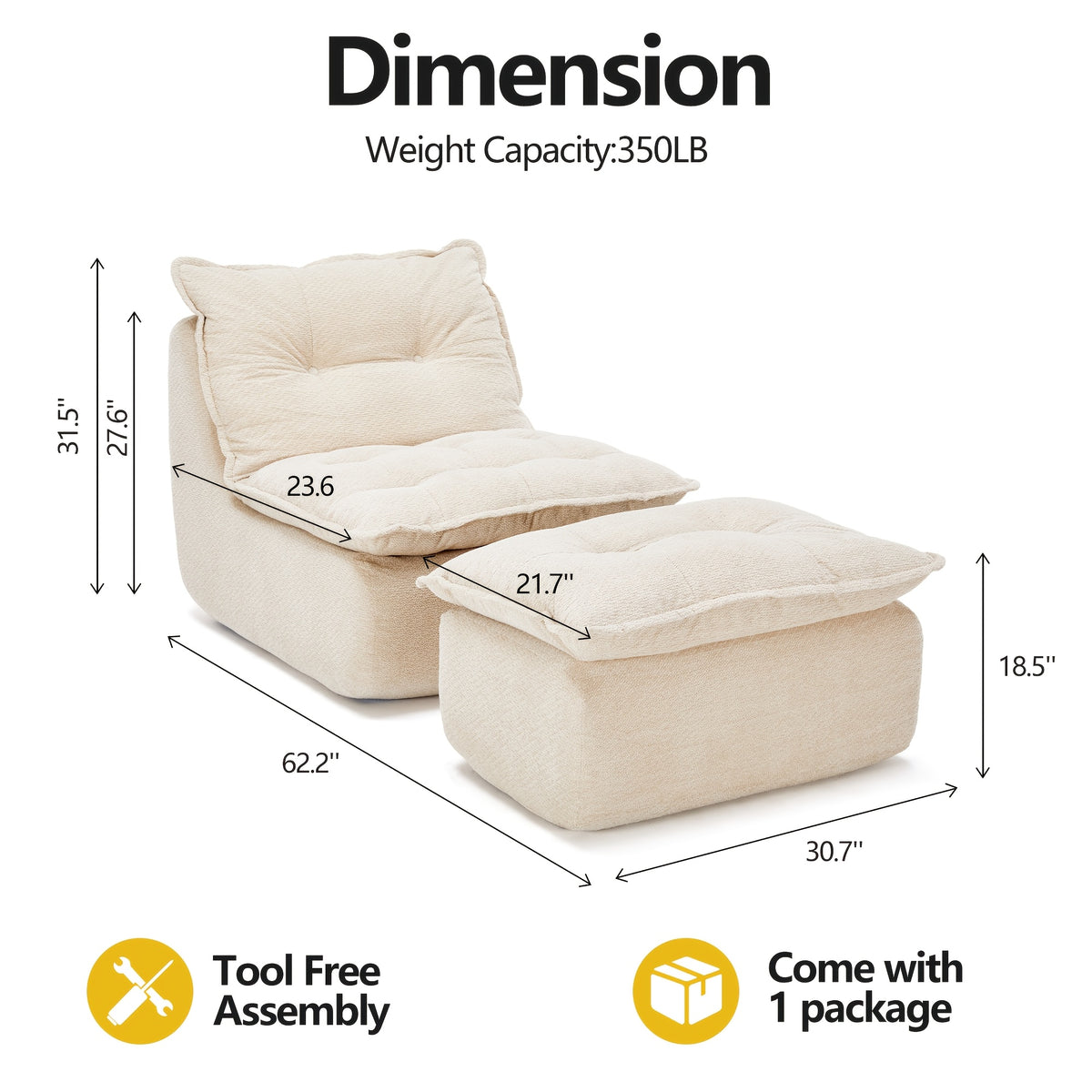 mcq single recliner chair footrest 62 2 inch foam floor - Temu