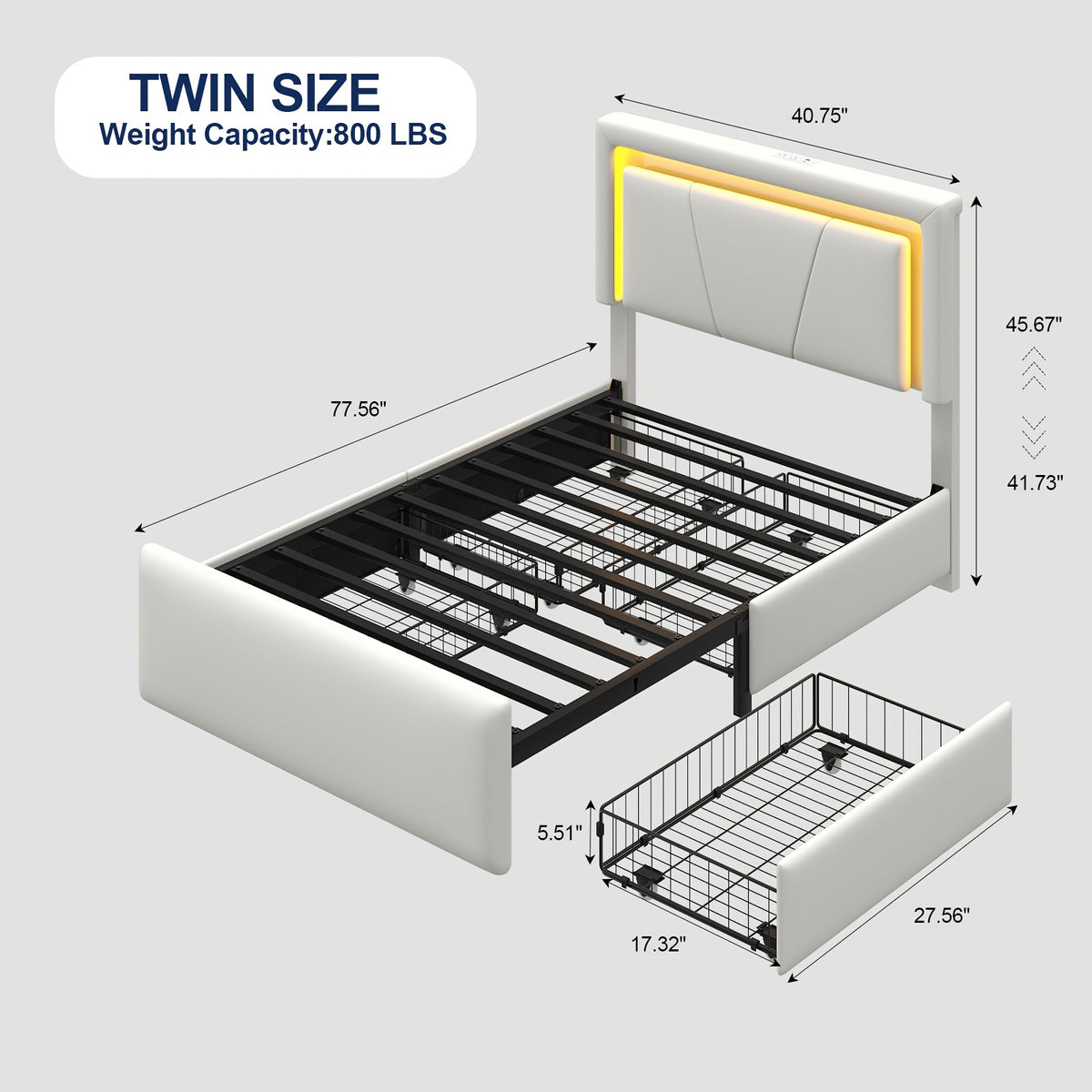 upholstered platform bed frame 4 storage drawers twin full - Temu