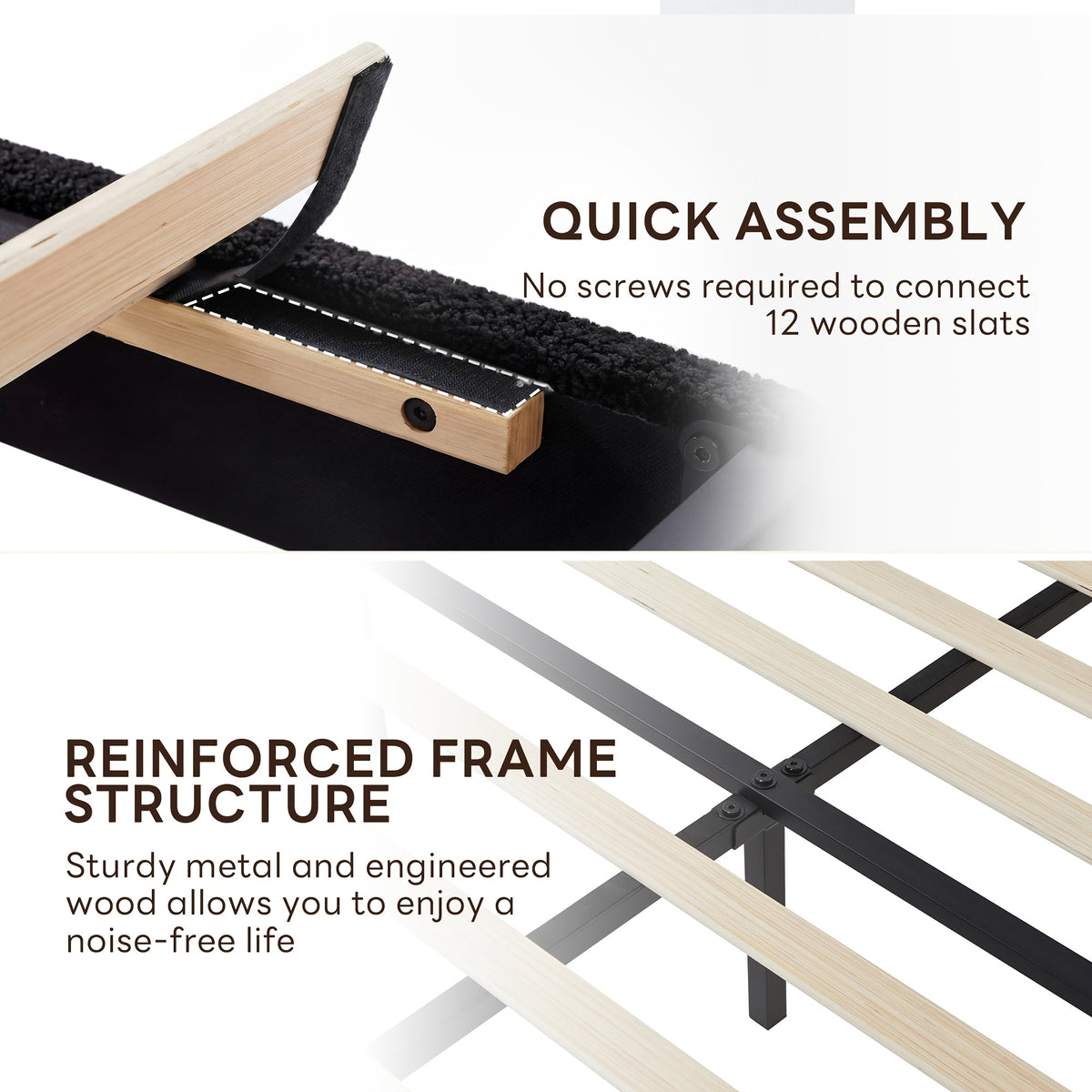 queen bed frame usb ports wingback headboard boucle - Temu