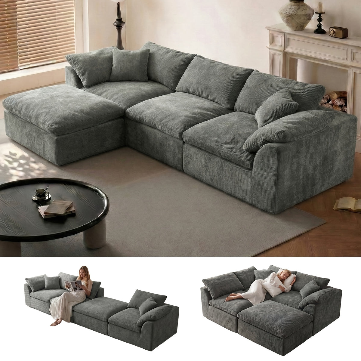 cloud shaped l shaped sofa living room frameless comfortable - Temu