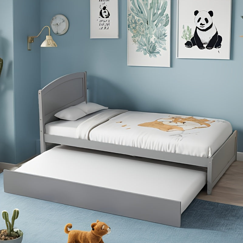 twin bed trundle wood bed frame headboard footboard wood - Temu