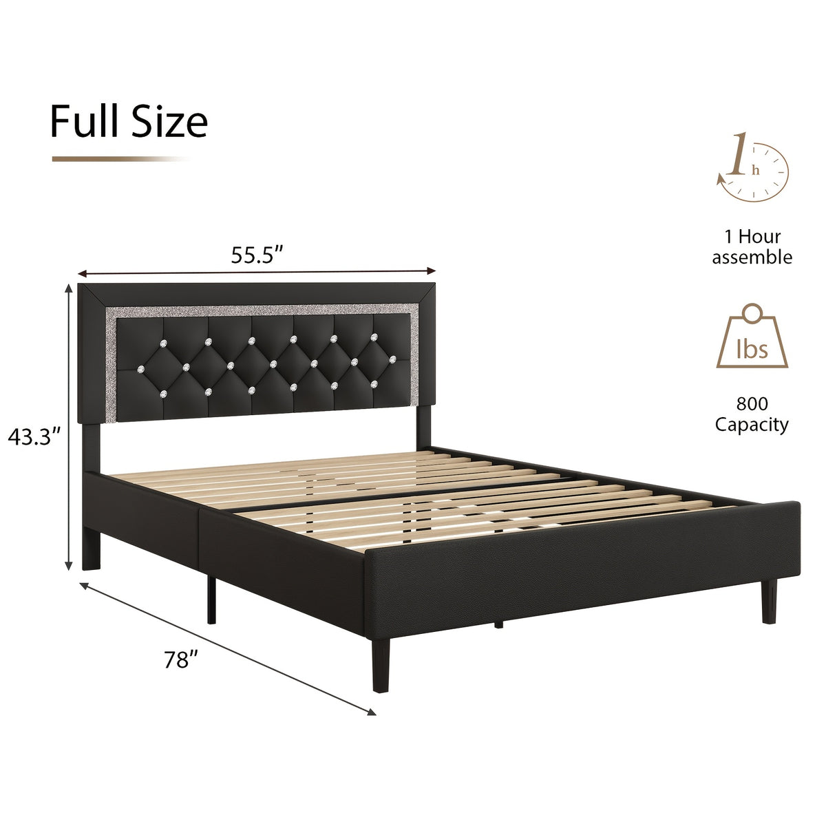 twin full queen size bed frame diamond headboard wood slats - Temu