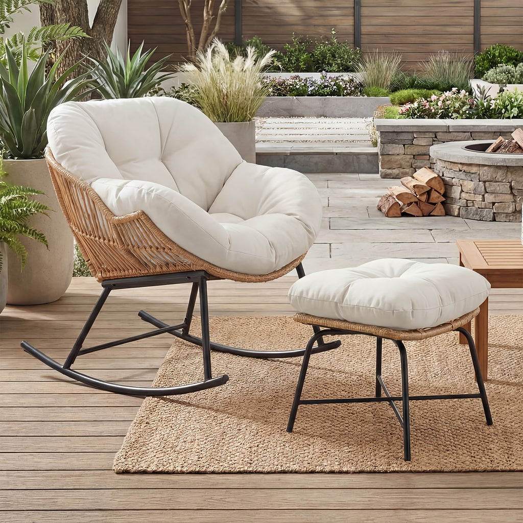 outdoor terrace footstool rocking chair oversized papasan - Temu