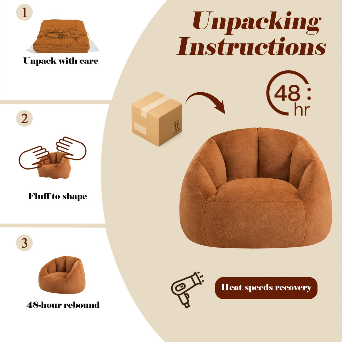 47 2 large shell style corduroy bean bag lounge chair   - Temu