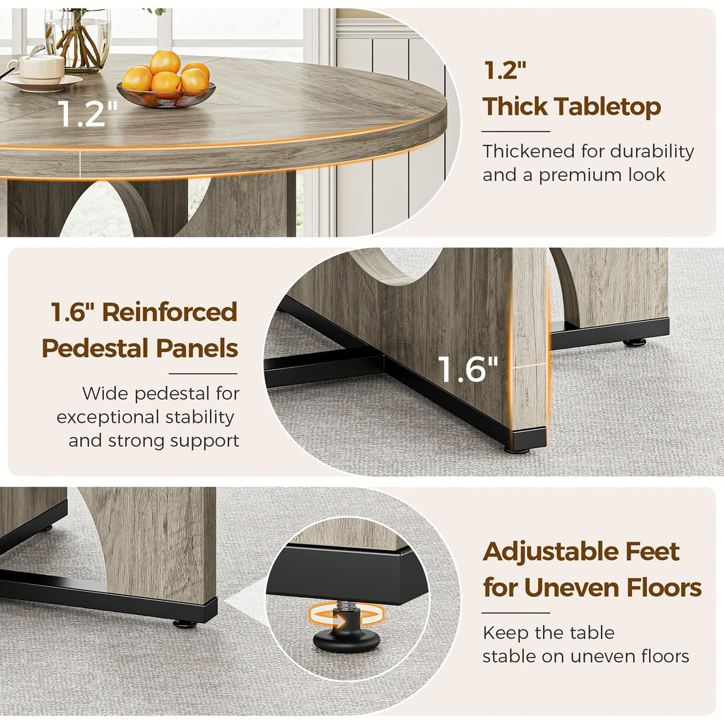 round dining table 6 wooden kitchen table pedestal base 47 - Temu