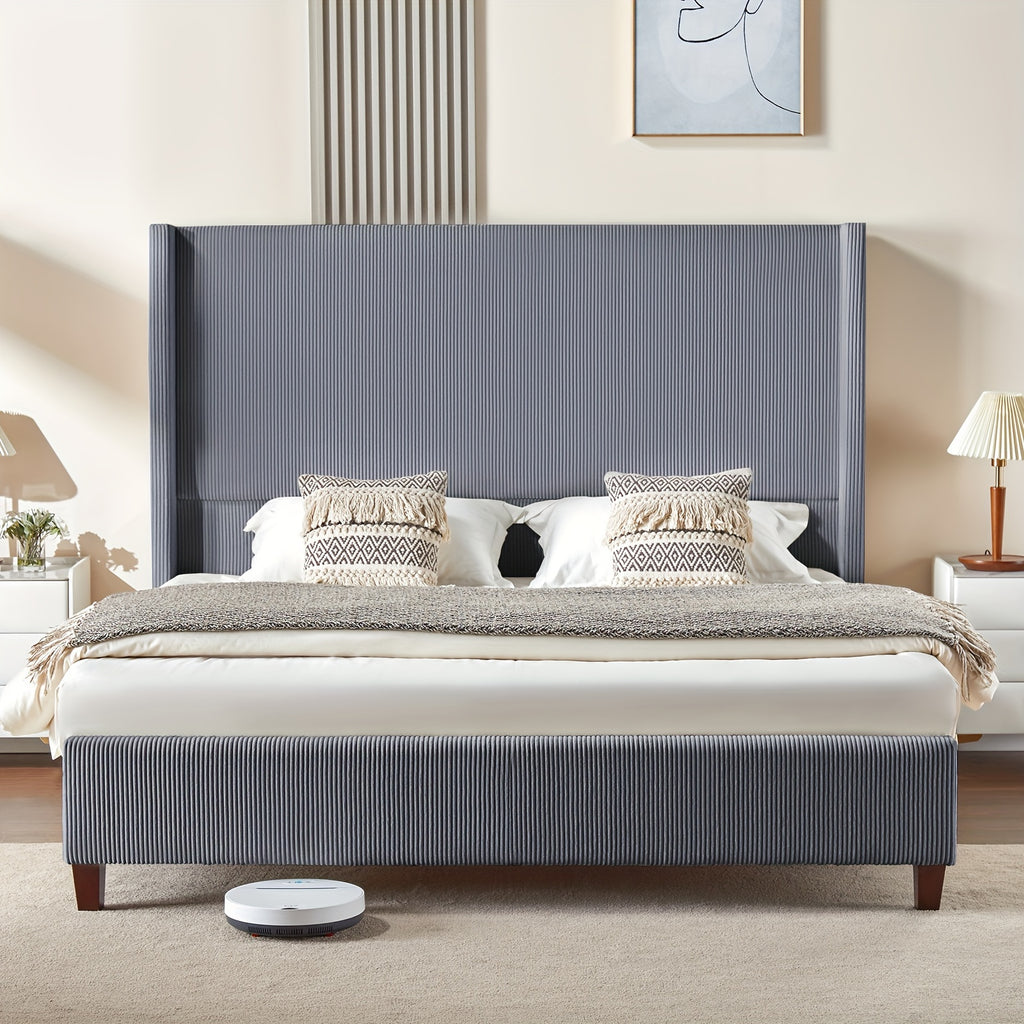61 platform bed frame upholstered bed corduroy wingback - Temu