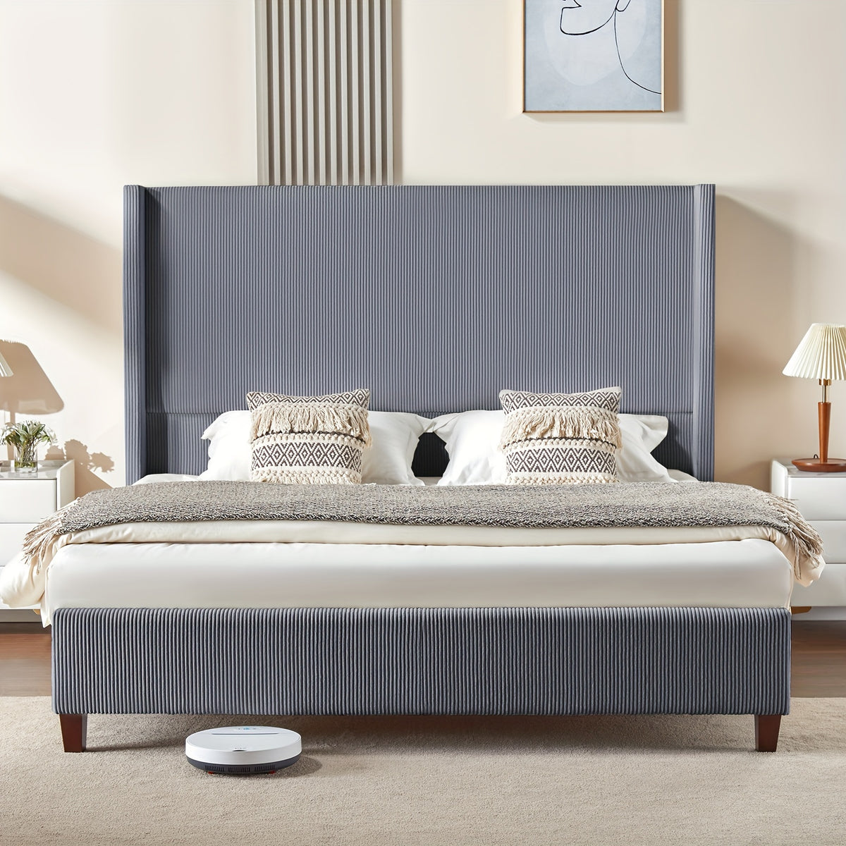 61 platform bed frame upholstered bed corduroy wingback - Temu