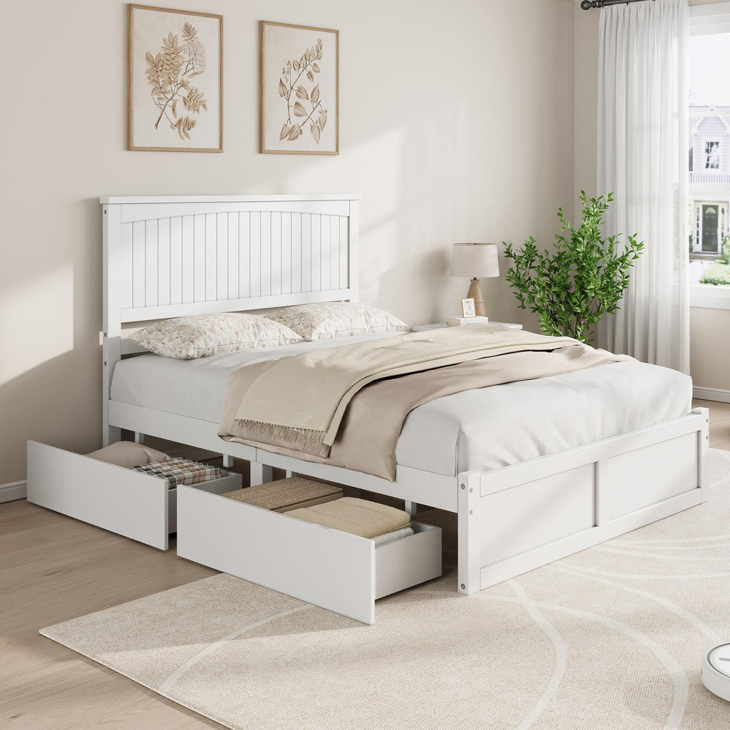 solid wood storage bed frame 50 tall headboard   century - Temu