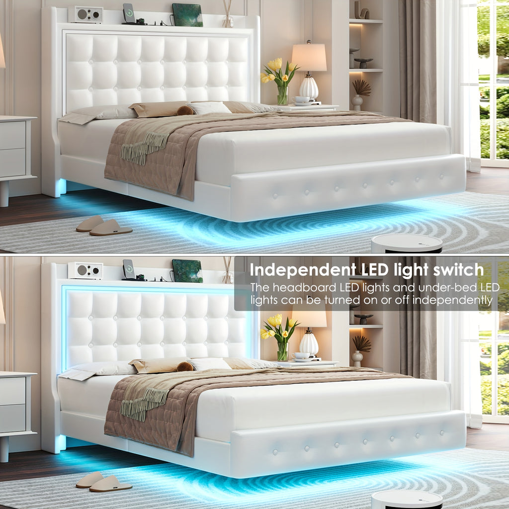 floating bed frame charging station type c usb ports - Temu