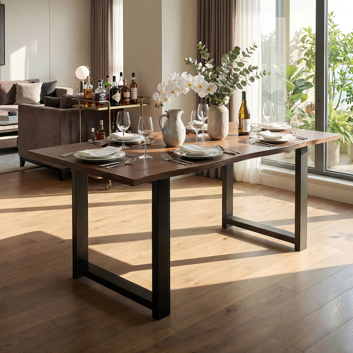 modern 6 person solid wood dining table large dining table - Temu