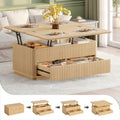 fluted lift top coffee table 2 drawers large hidden storage - Temu
